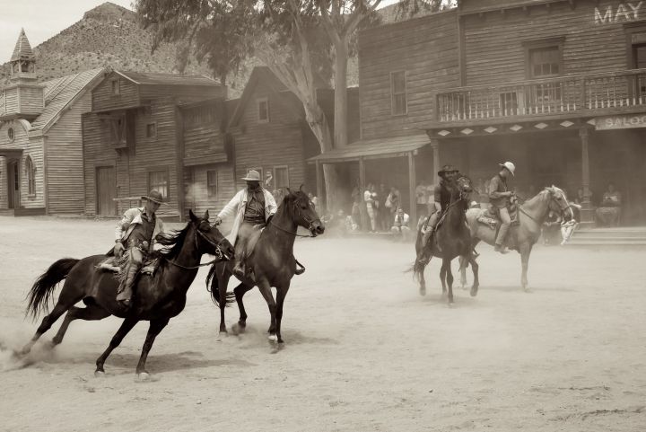 Cowboy Show in Wild West Town in Sioux City Park, Spain