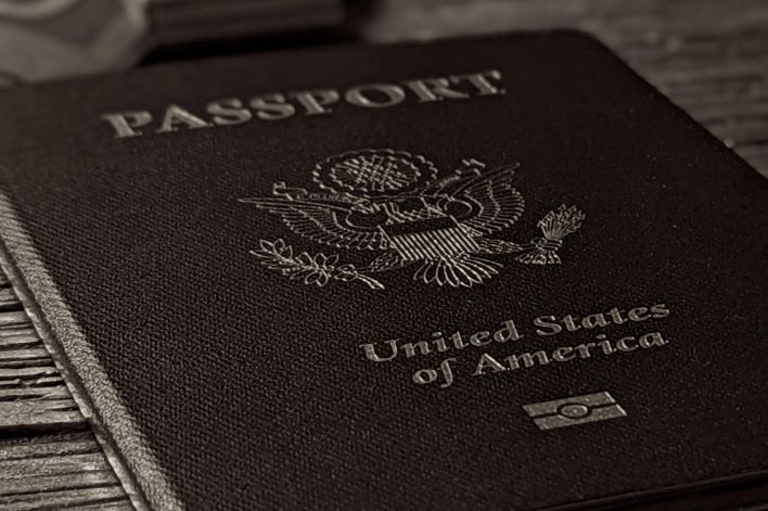 Passport on a Wooden Table